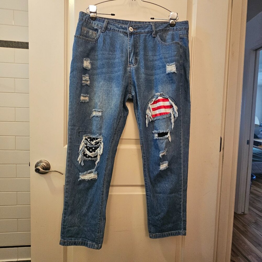 JEANS JEANS Stars and Stripes Distressed Jeans